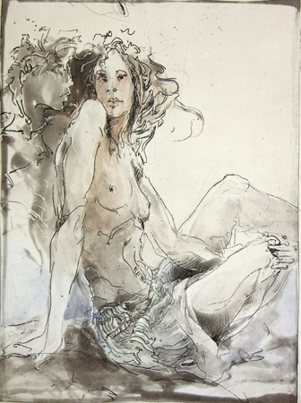 Sitzende - Intimate etching exploring solitude and contemplation